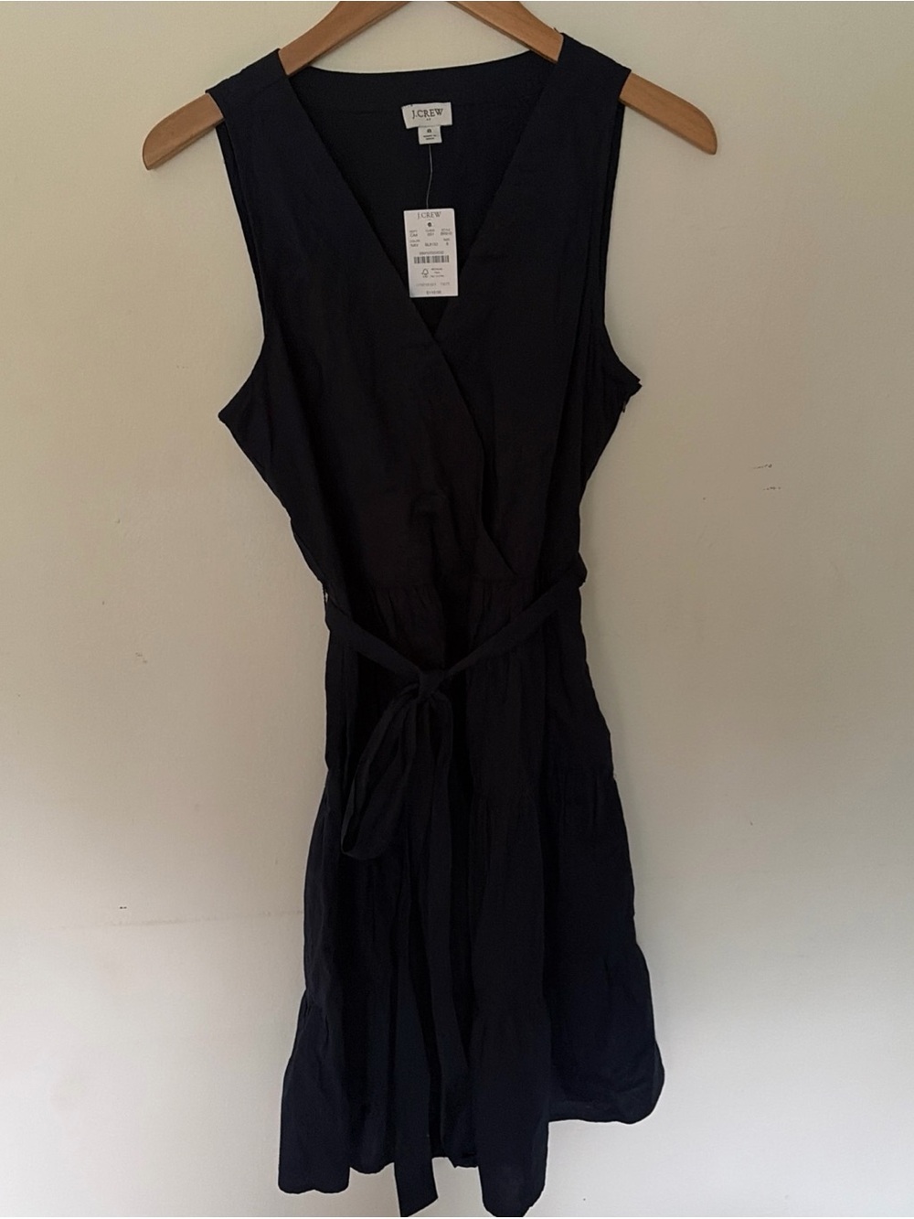 J. Crew Sleeveless Faux Wrap Dress in Navy